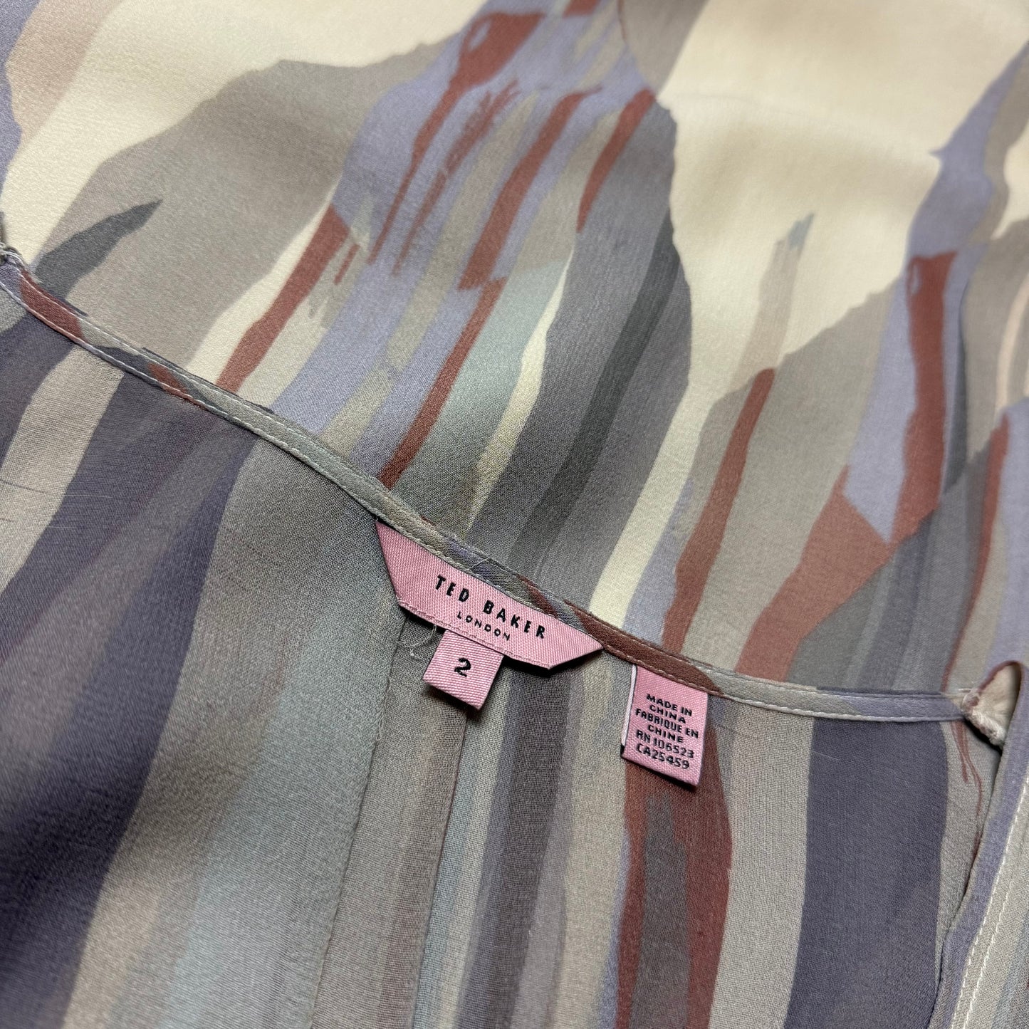 Ted Baker London Waterfall Abstract Silk Dress Size 2