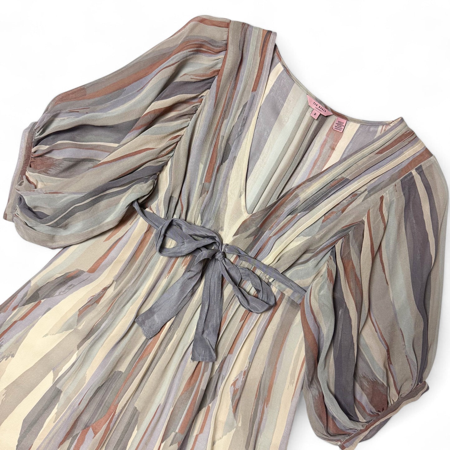 Ted Baker London Waterfall Abstract Silk Dress Size 2