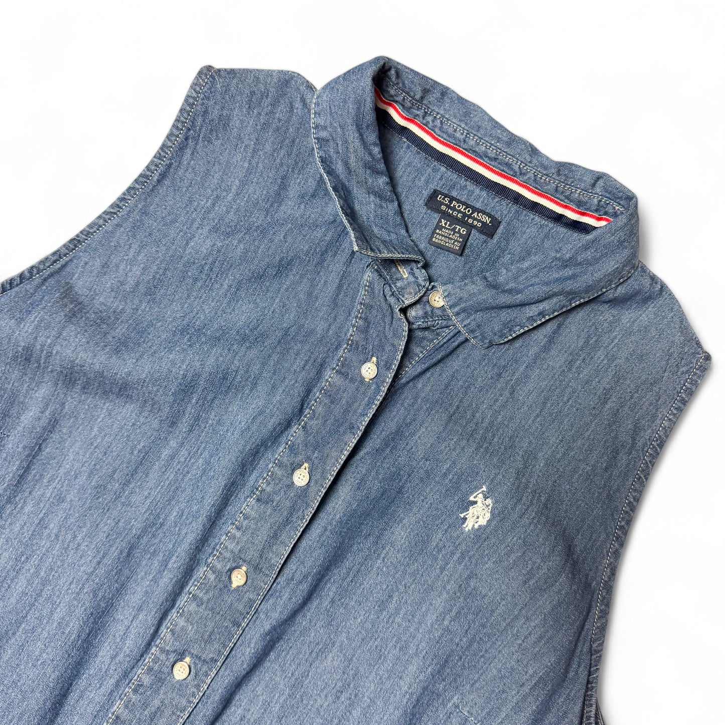U.S. Polo Chambray Tiered Blue Denim Dress XL