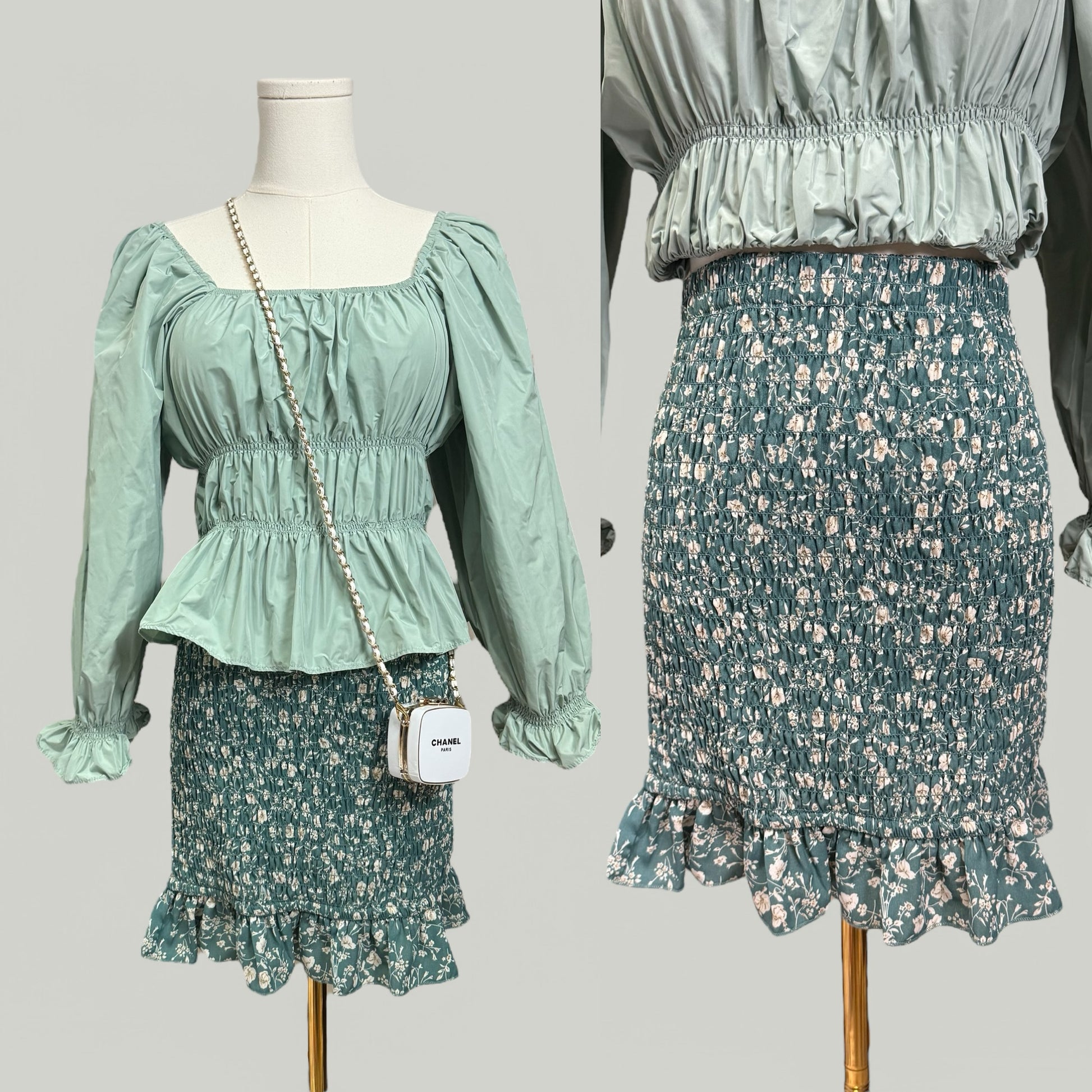 Nasty Gal Floral Green Shirred Ruffle Smock Mini Skirt Women Size 6 Sm Prima Bonita Nasty Gal Floral Green Shirred Ruffle Smock Mini Skirt Women Size 6 Sm Prima Bonita