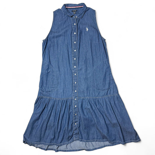 U.S. Polo Chambray Tiered Blue Denim Dress XL