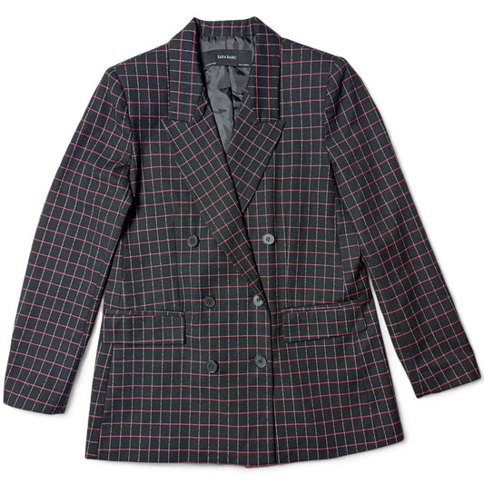 Zara Checkered Double Breasted Oversized Blazer Women Size Small