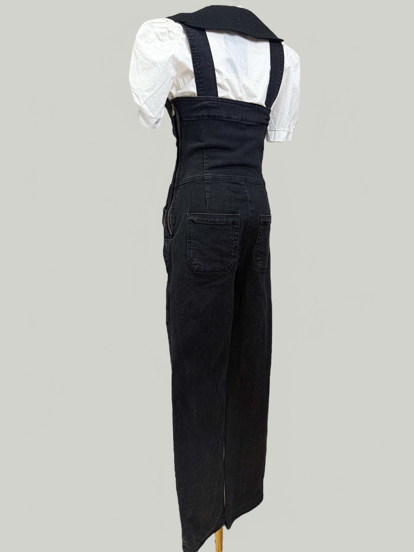 Paige Black Denim Jumpsuit Straight Leg Women Size Small